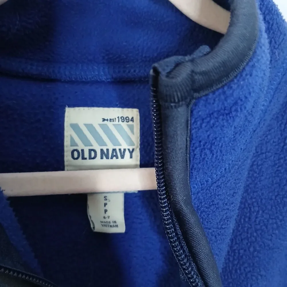 Old Navy Fleece Full Zip Jacket Pockets Lightweight Coat Blue Kids Boys Small